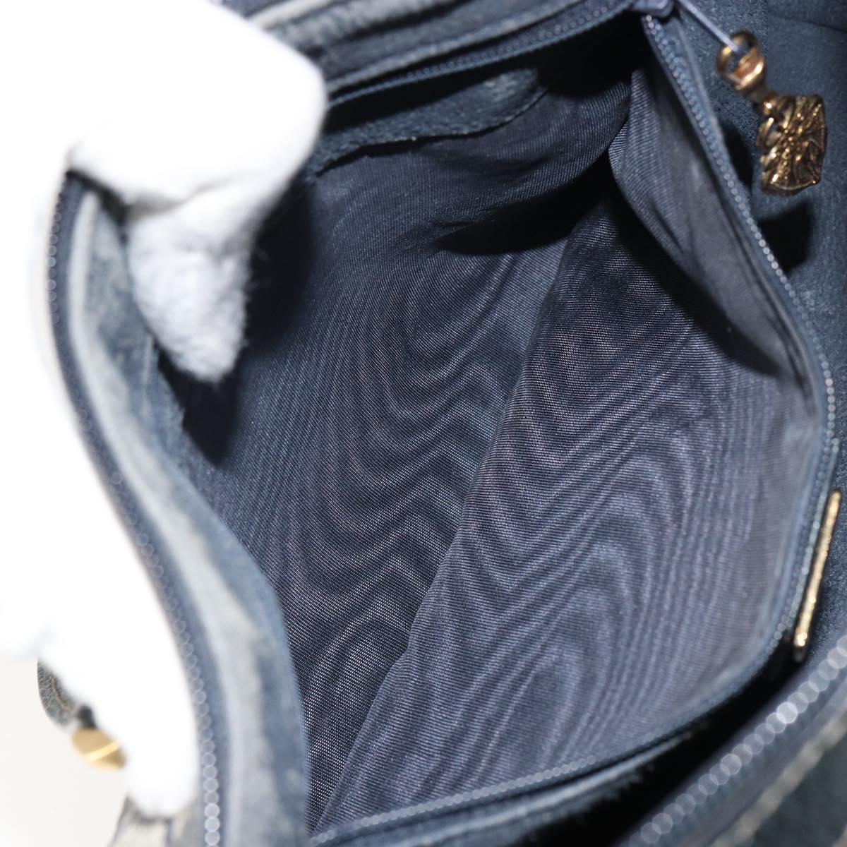 GUCCI GG Supreme Sherry Line Boston Bag PVC Navy Gold Auth 158204