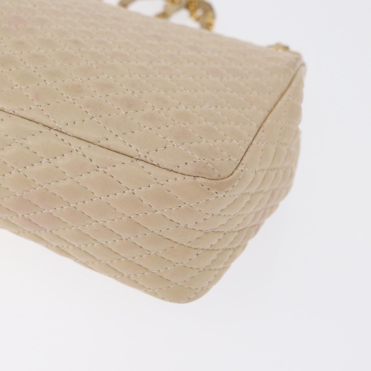 BALLY Chain Shoulder Bag Leather Ivory Gold Auth 158205