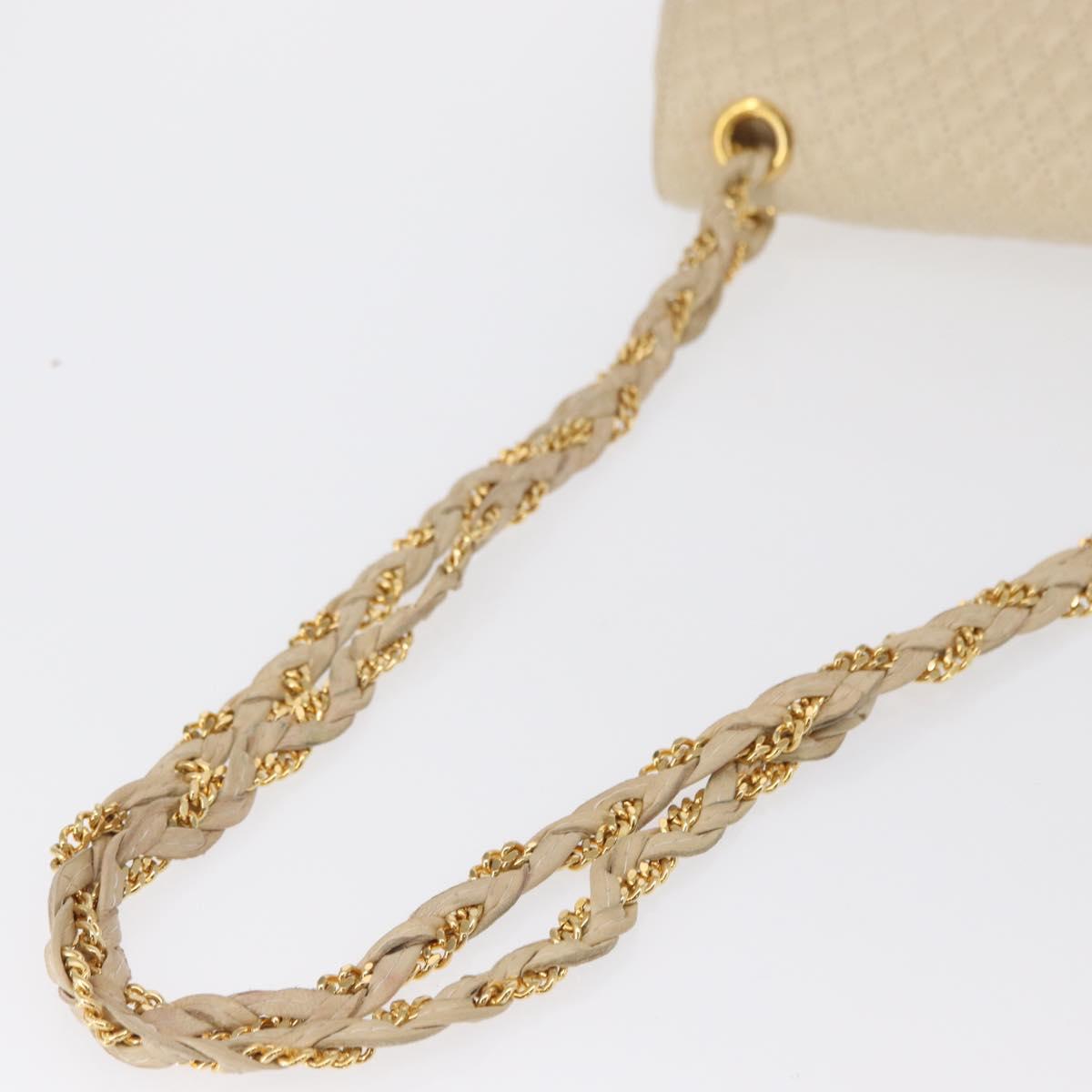 BALLY Chain Shoulder Bag Leather Ivory Gold Auth 158205