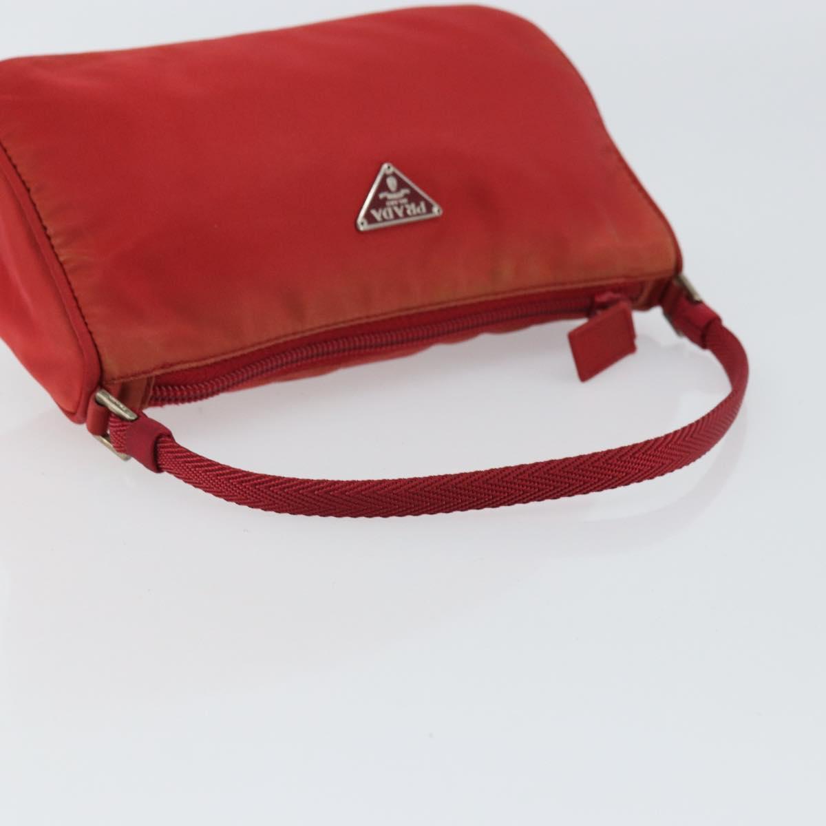PRADA Accessory Pouch Nylon Red Silver Auth 158210