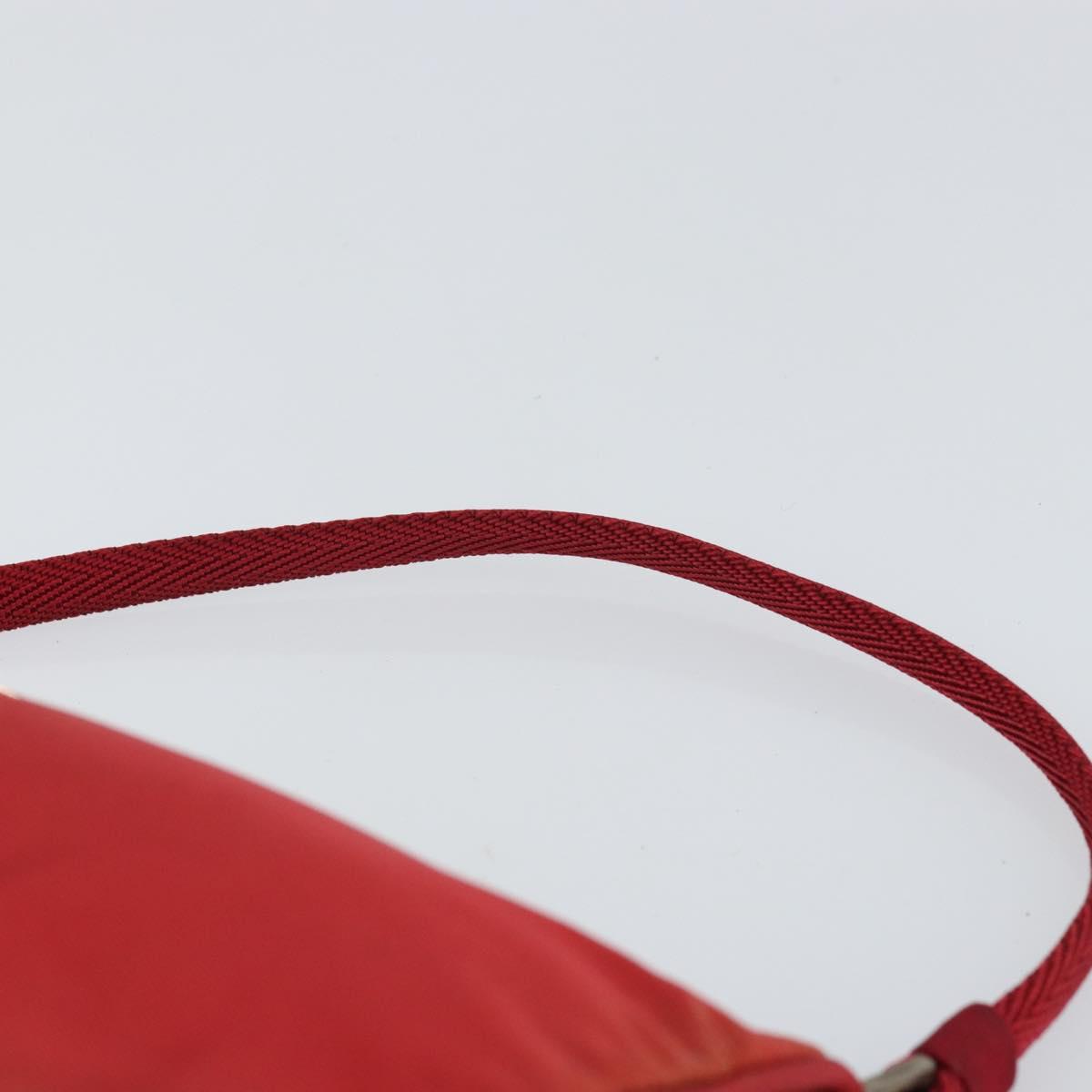 PRADA Accessory Pouch Nylon Red Silver Auth 158210