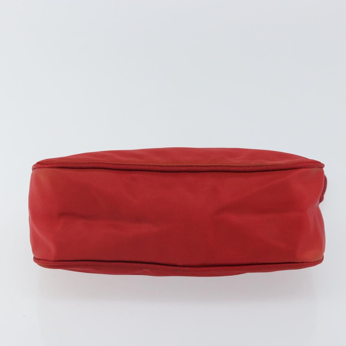 PRADA Accessory Pouch Nylon Red Silver Auth 158210