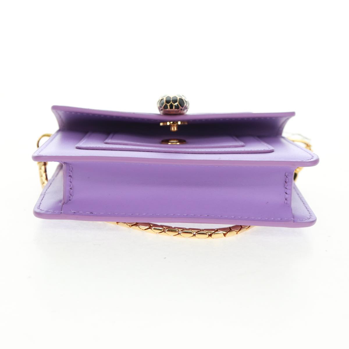 BVLGARI Bag Charm Leather Purple Auth 158218SM