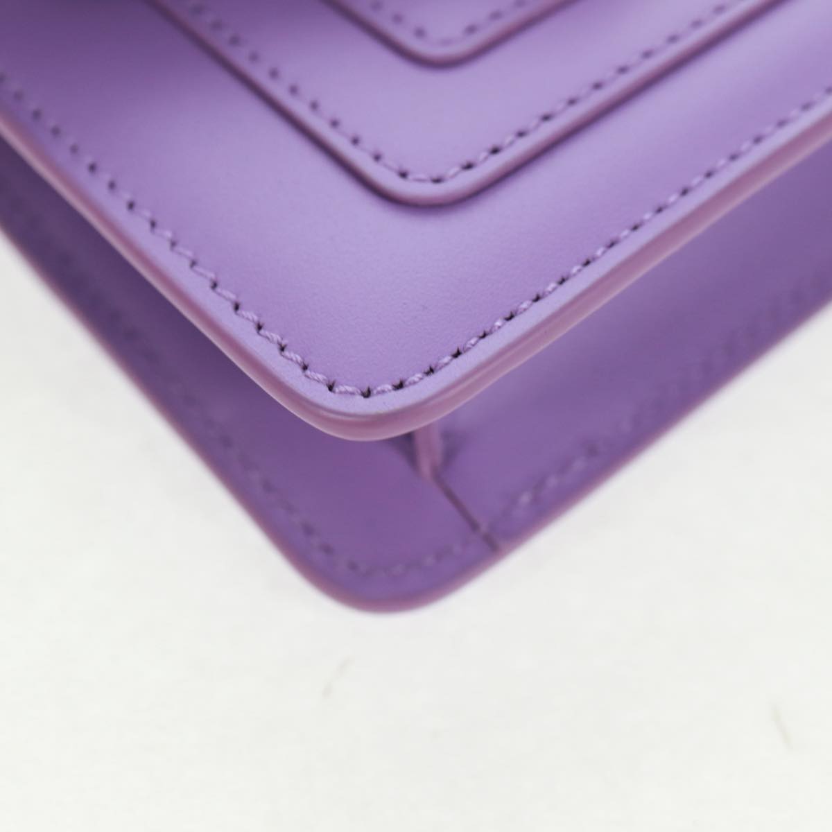 BVLGARI Bag Charm Leather Purple Auth 158218SM