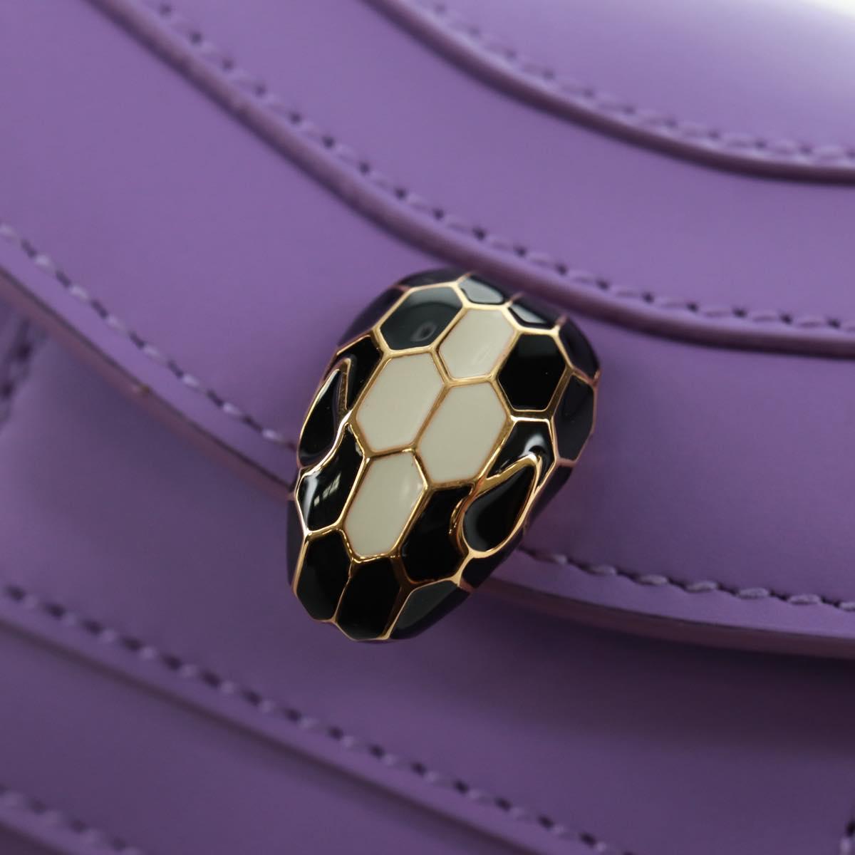 BVLGARI Bag Charm Leather Purple Auth 158218SM