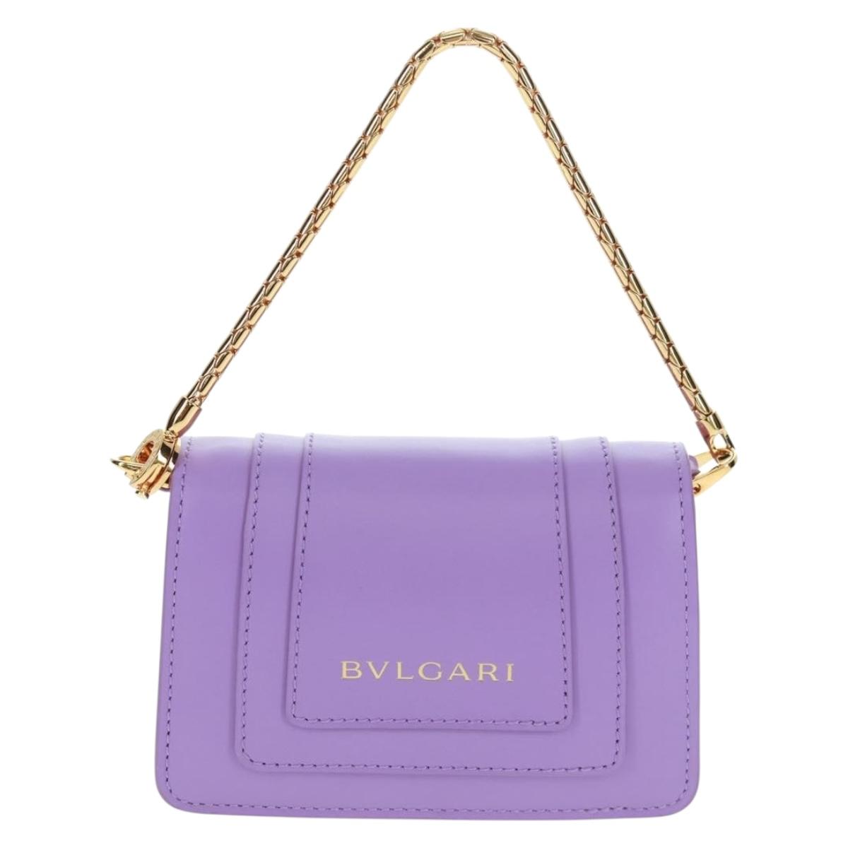 BVLGARI Bag Charm Leather Purple Auth 158218SM