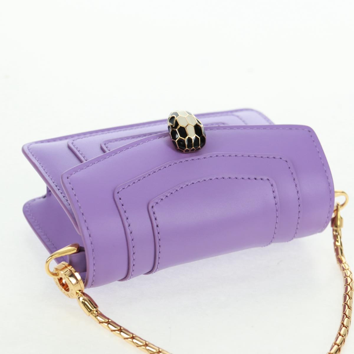 BVLGARI Bag Charm Leather Purple Auth 158218SM