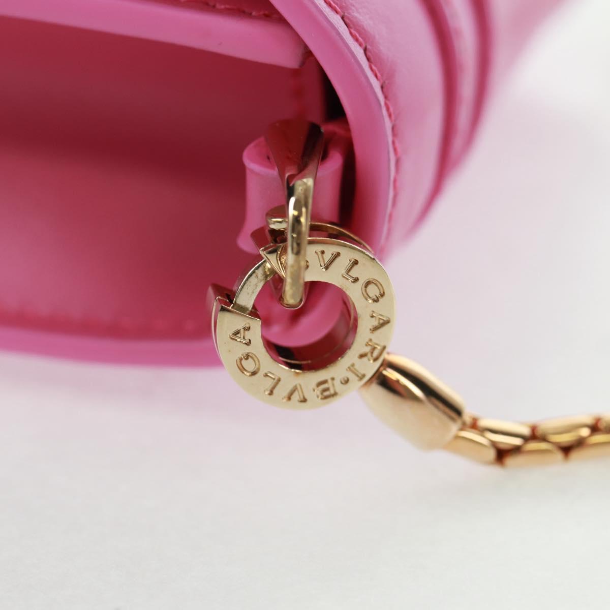BVLGARI Bag Charm Leather Pink Auth 158219SM