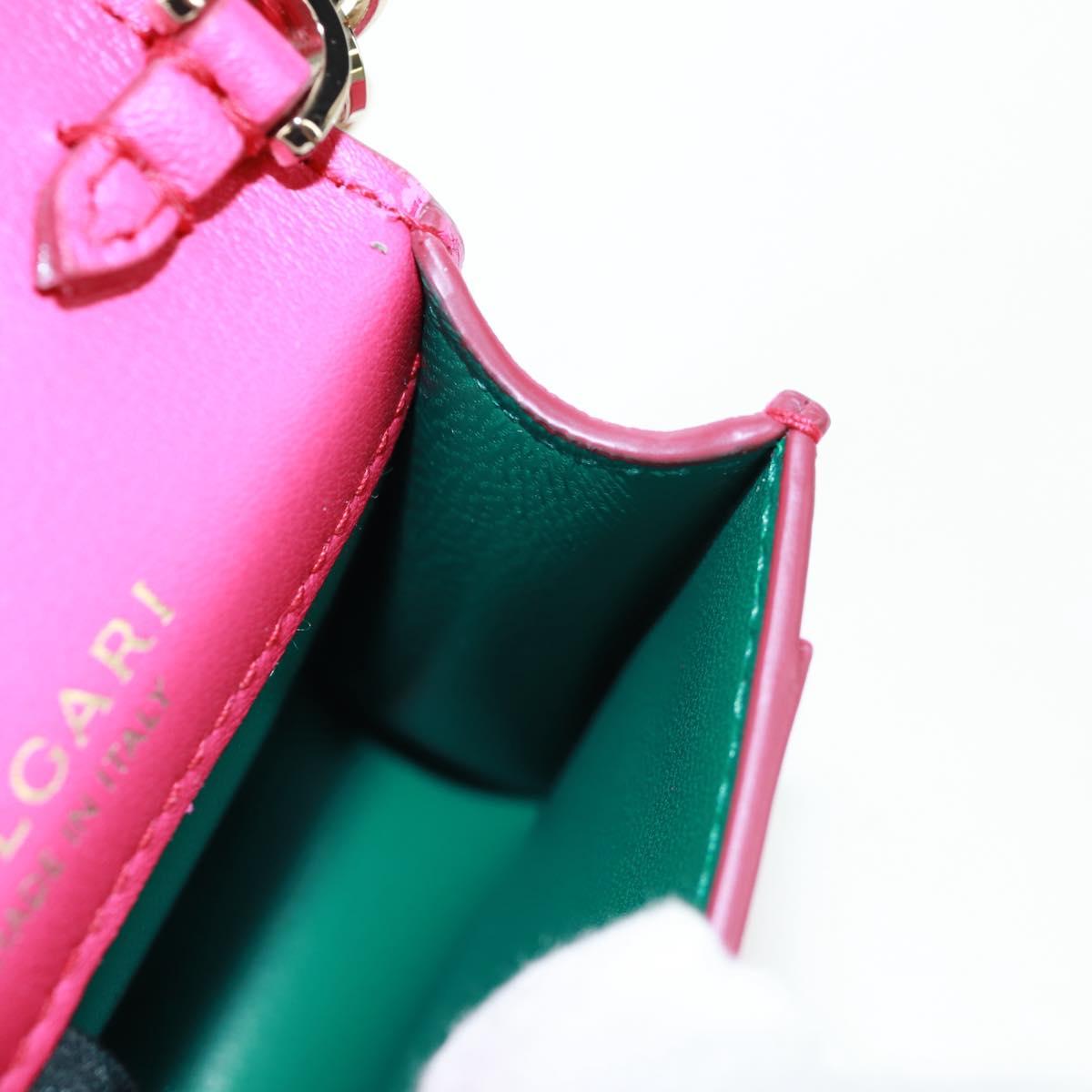 BVLGARI Bag Charm Leather Pink Auth 158220SM