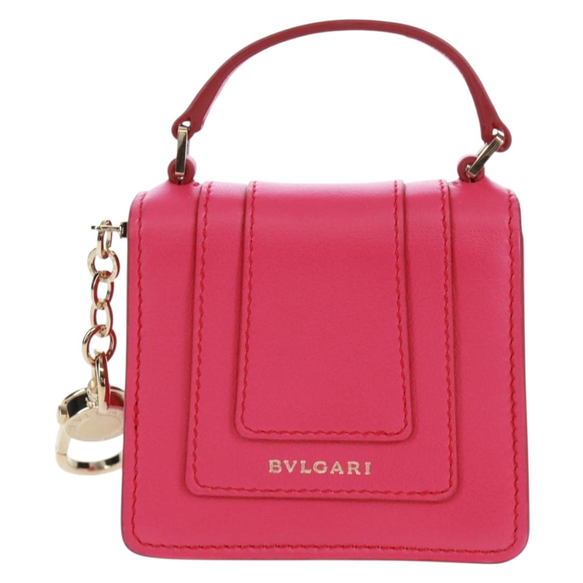 BVLGARI Bag Charm Leather Pink Auth 158220SM