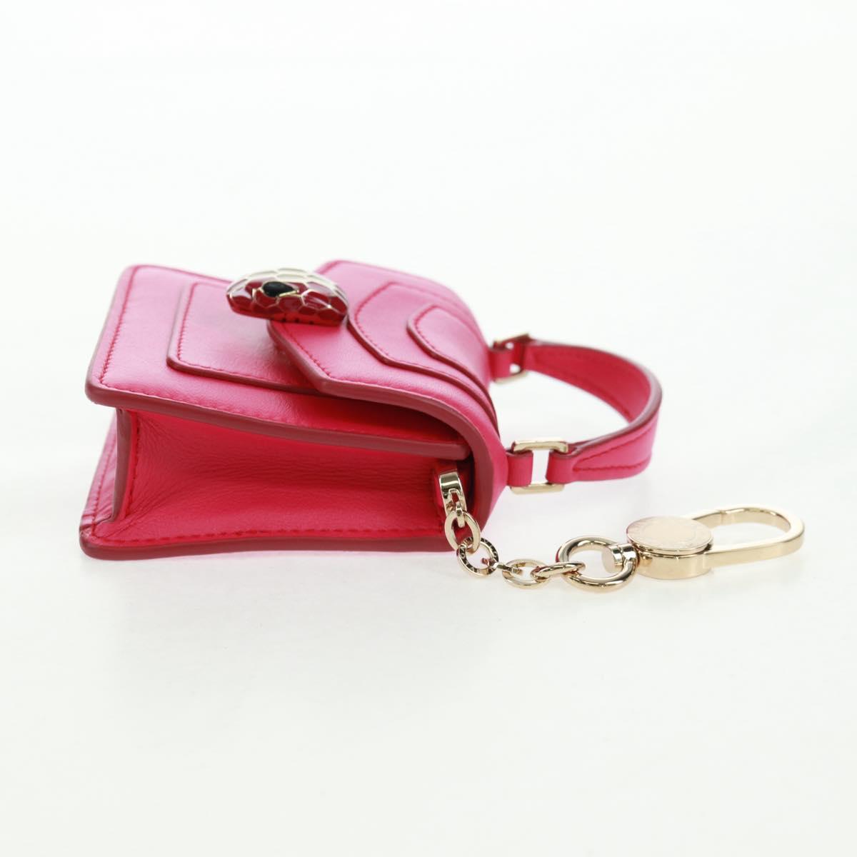 BVLGARI Bag Charm Leather Pink Auth 158220SM