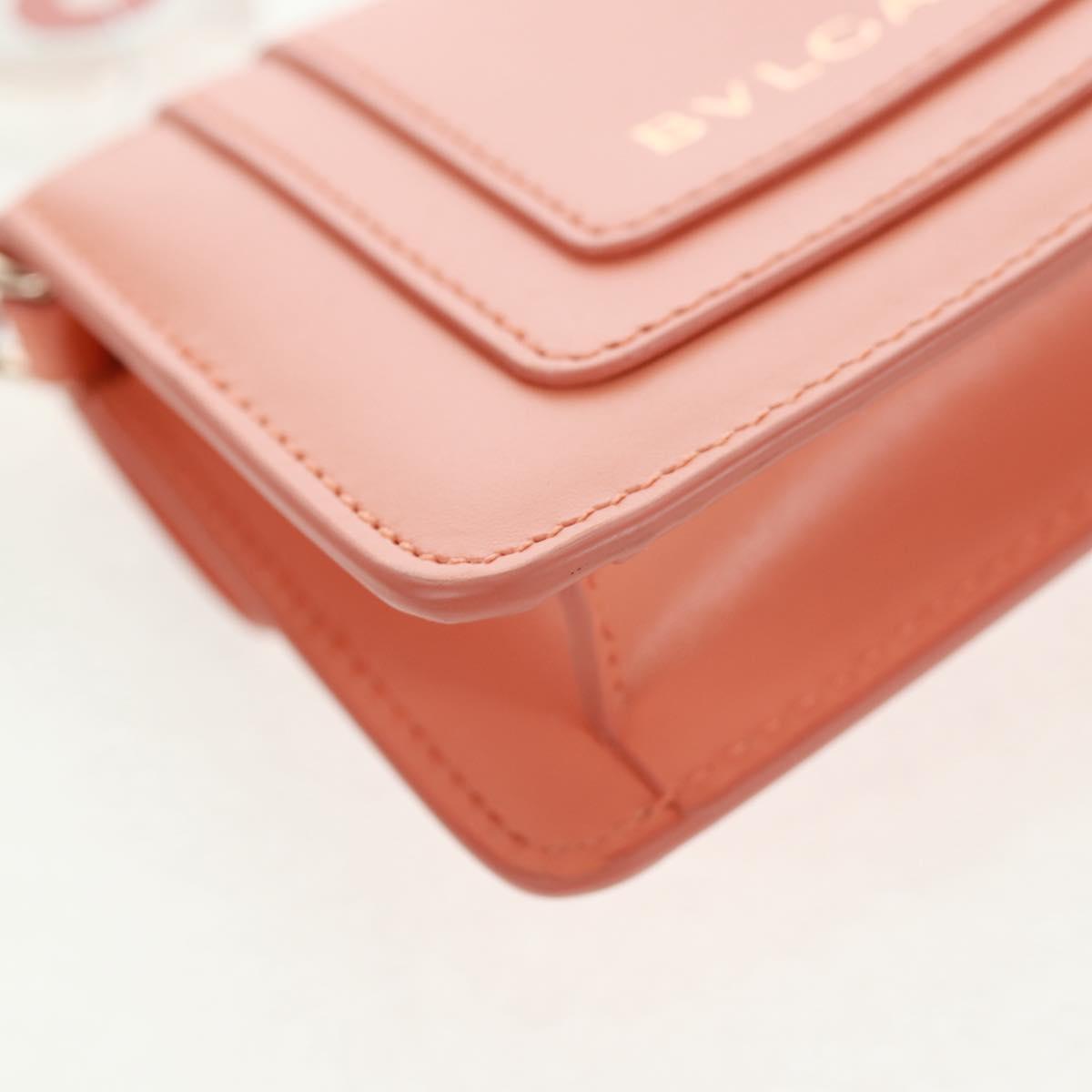 BVLGARI Bag Charm Leather Orange Auth 158222SM