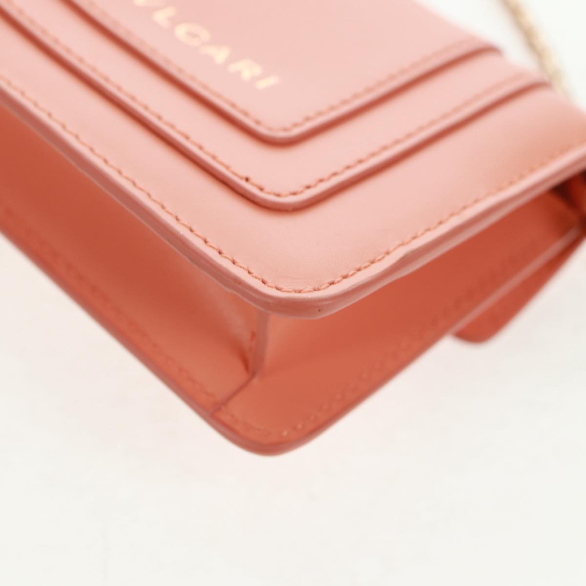 BVLGARI Bag Charm Leather Orange Auth 158222SM