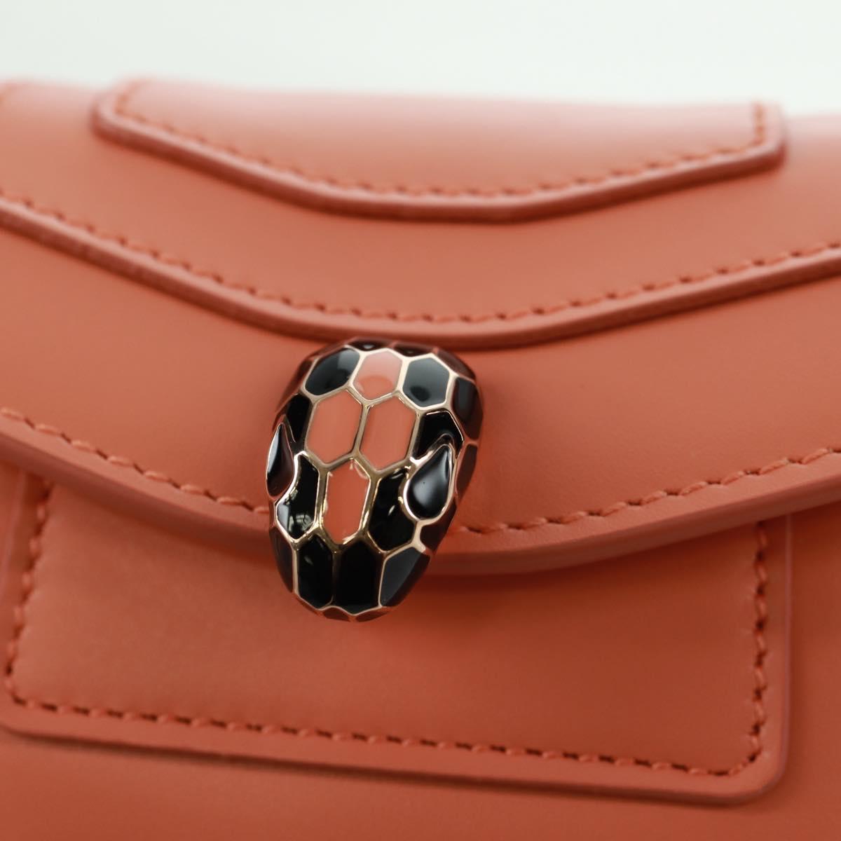 BVLGARI Bag Charm Leather Orange Auth 158222SM