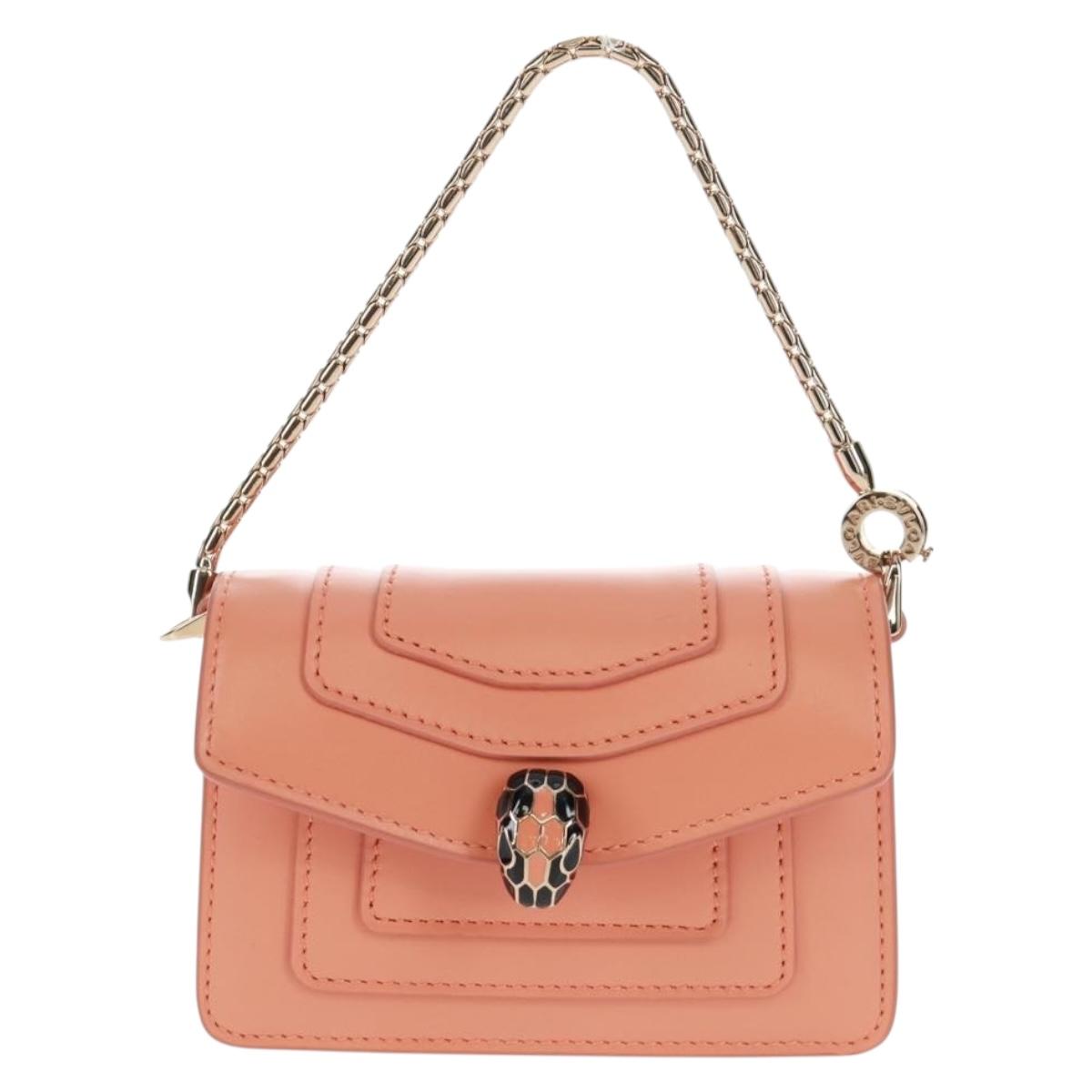 BVLGARI Bag Charm Leather Orange Auth 158222SM