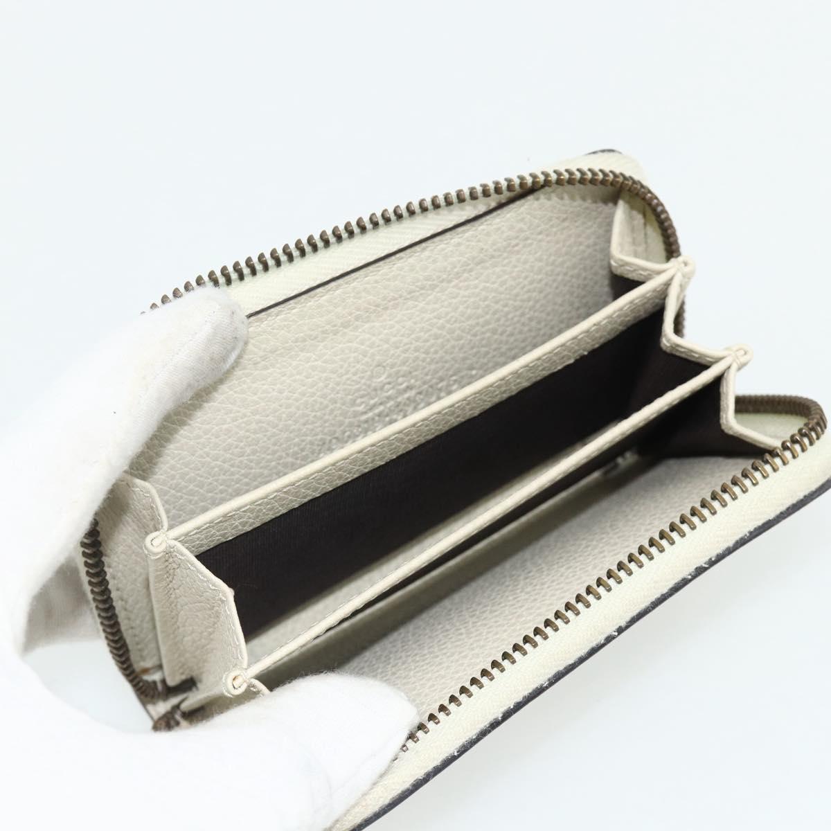 GUCCI Coin Purse Leather White Gold 496319 Auth 158225
