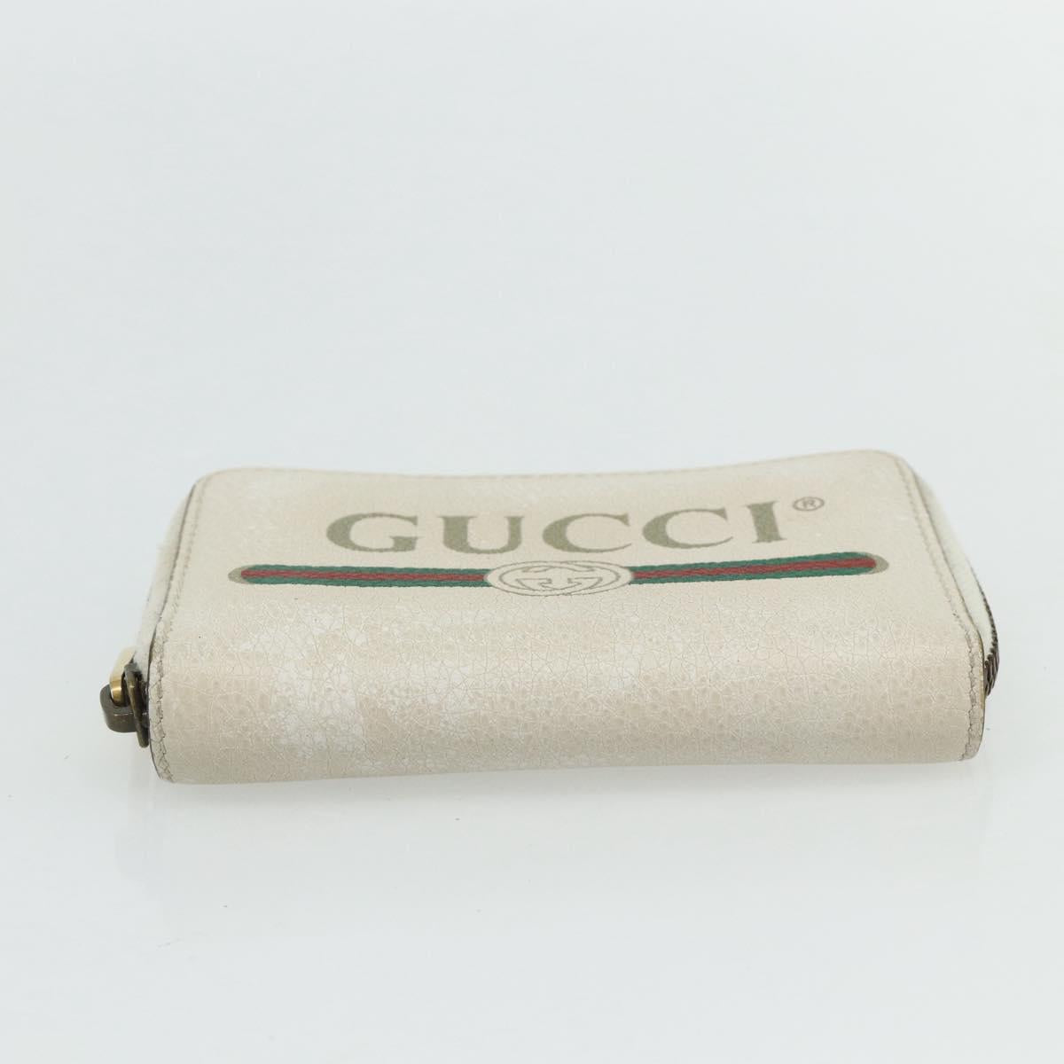 GUCCI Coin Purse Leather White Gold 496319 Auth 158225