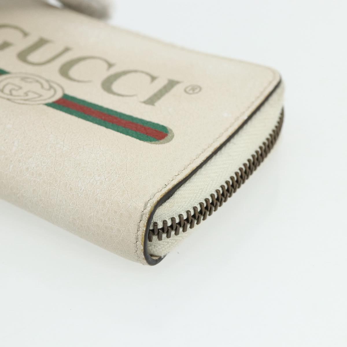 GUCCI Coin Purse Leather White Gold 496319 Auth 158225