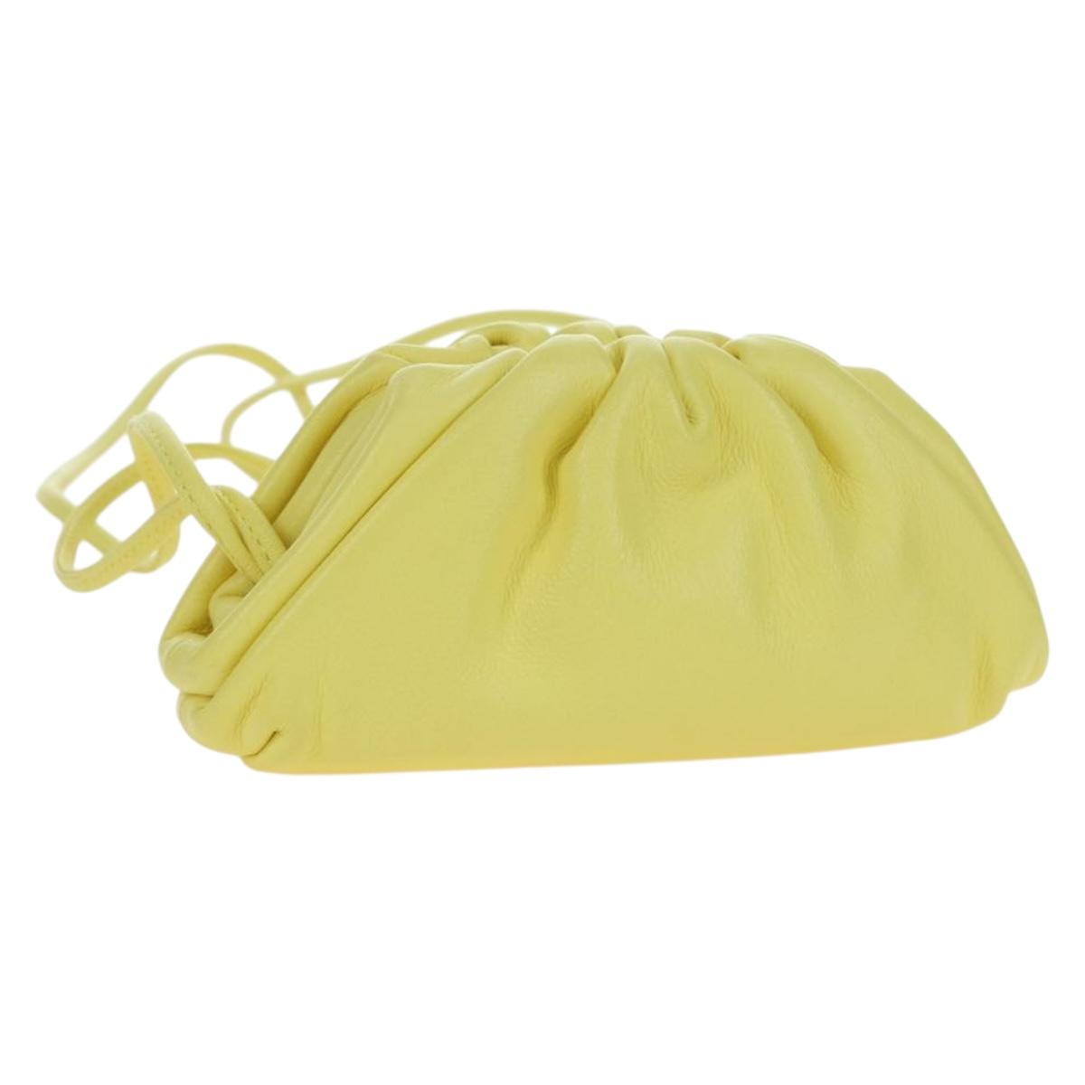 BOTTEGA VENETA Pouch Shoulder Bag Leather Yellow Auth 158228V