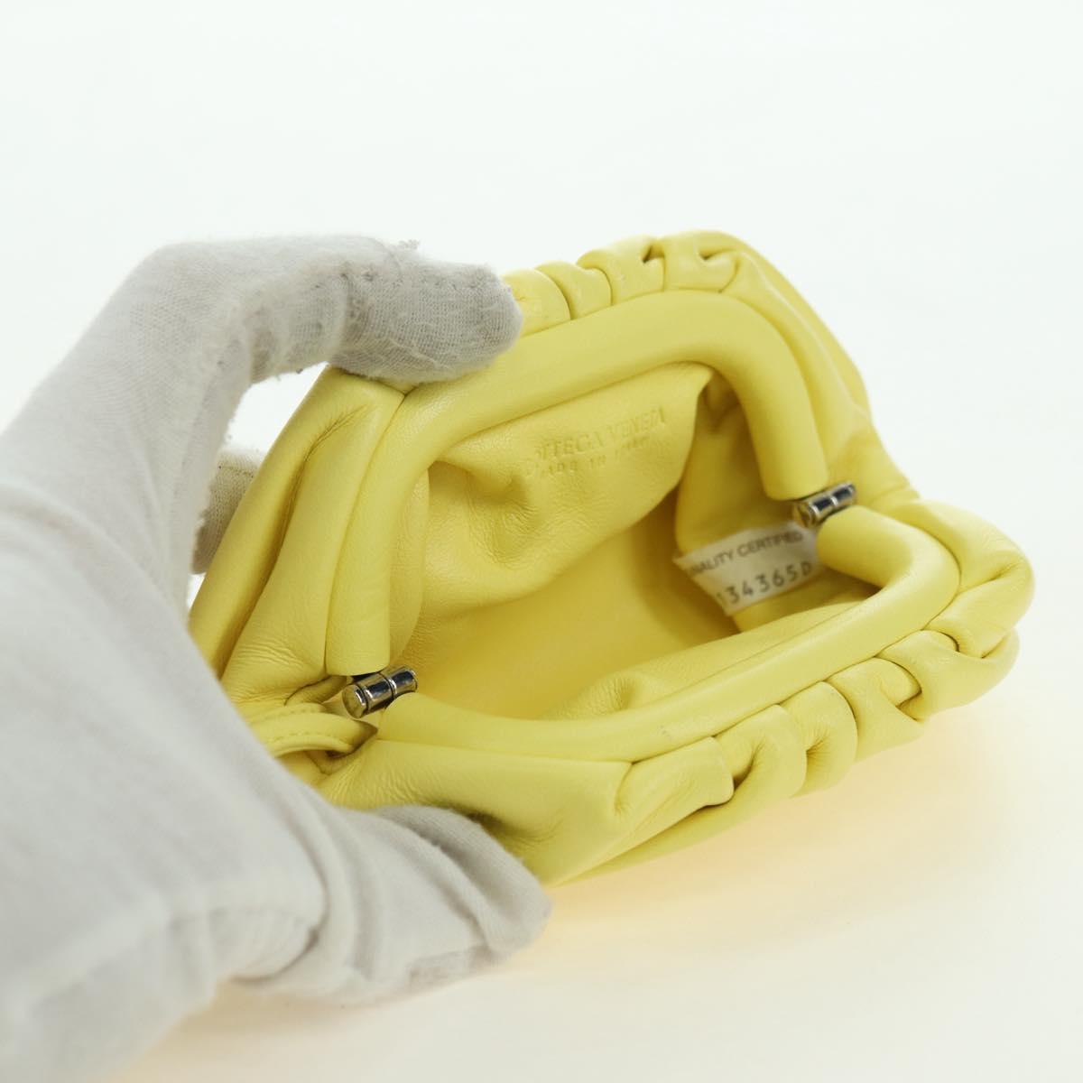 BOTTEGA VENETA Pouch Shoulder Bag Leather Yellow Auth 158228V