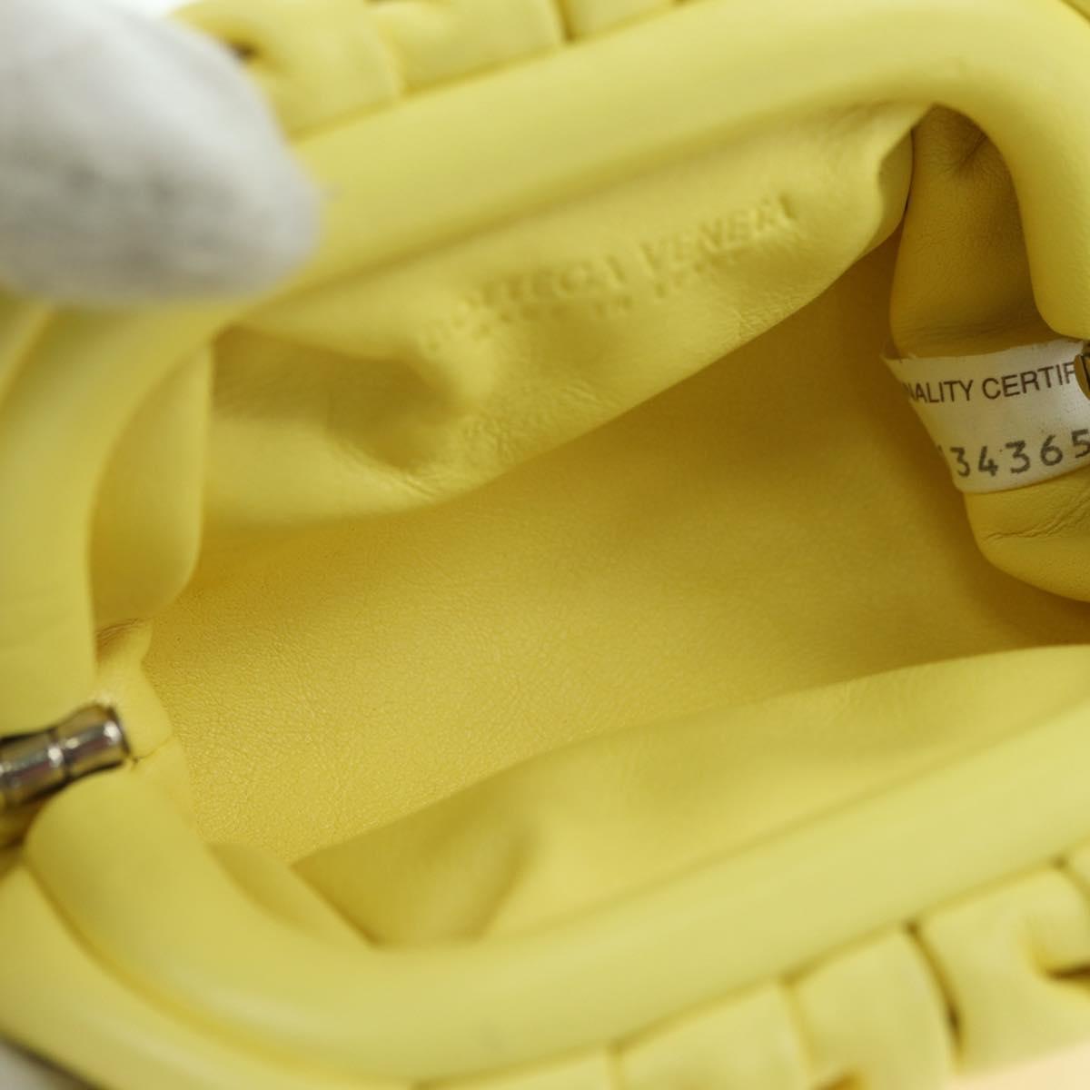 BOTTEGA VENETA Pouch Shoulder Bag Leather Yellow Auth 158228V