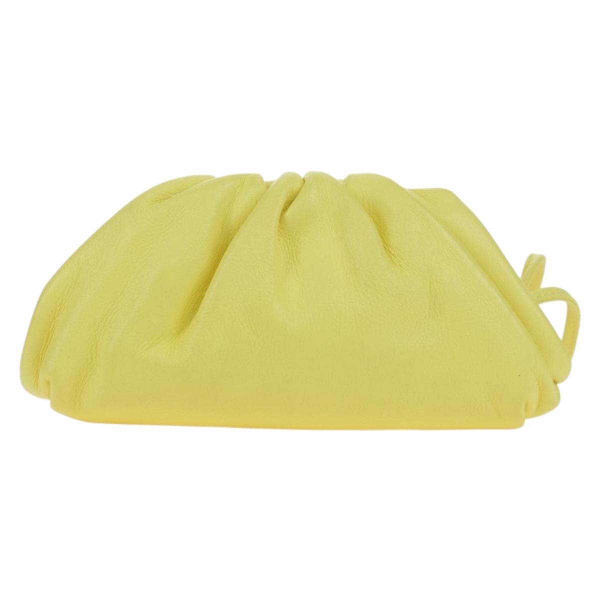 BOTTEGA VENETA Pouch Shoulder Bag Leather Yellow Auth 158228V