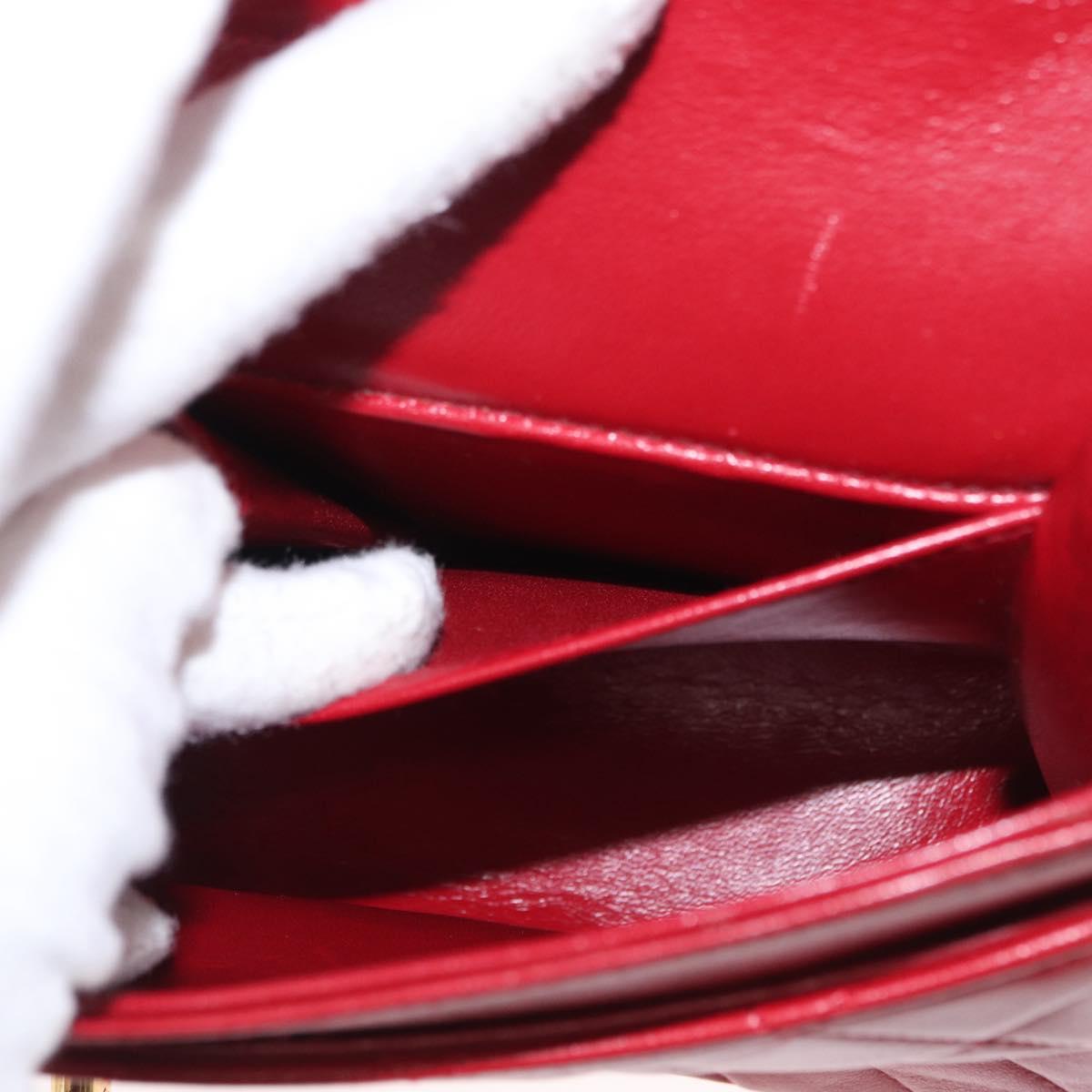 CHANEL Chain Double Flap Matelasse 23 Bag Lamb Skin Red Gold CC Auth 158356SAM