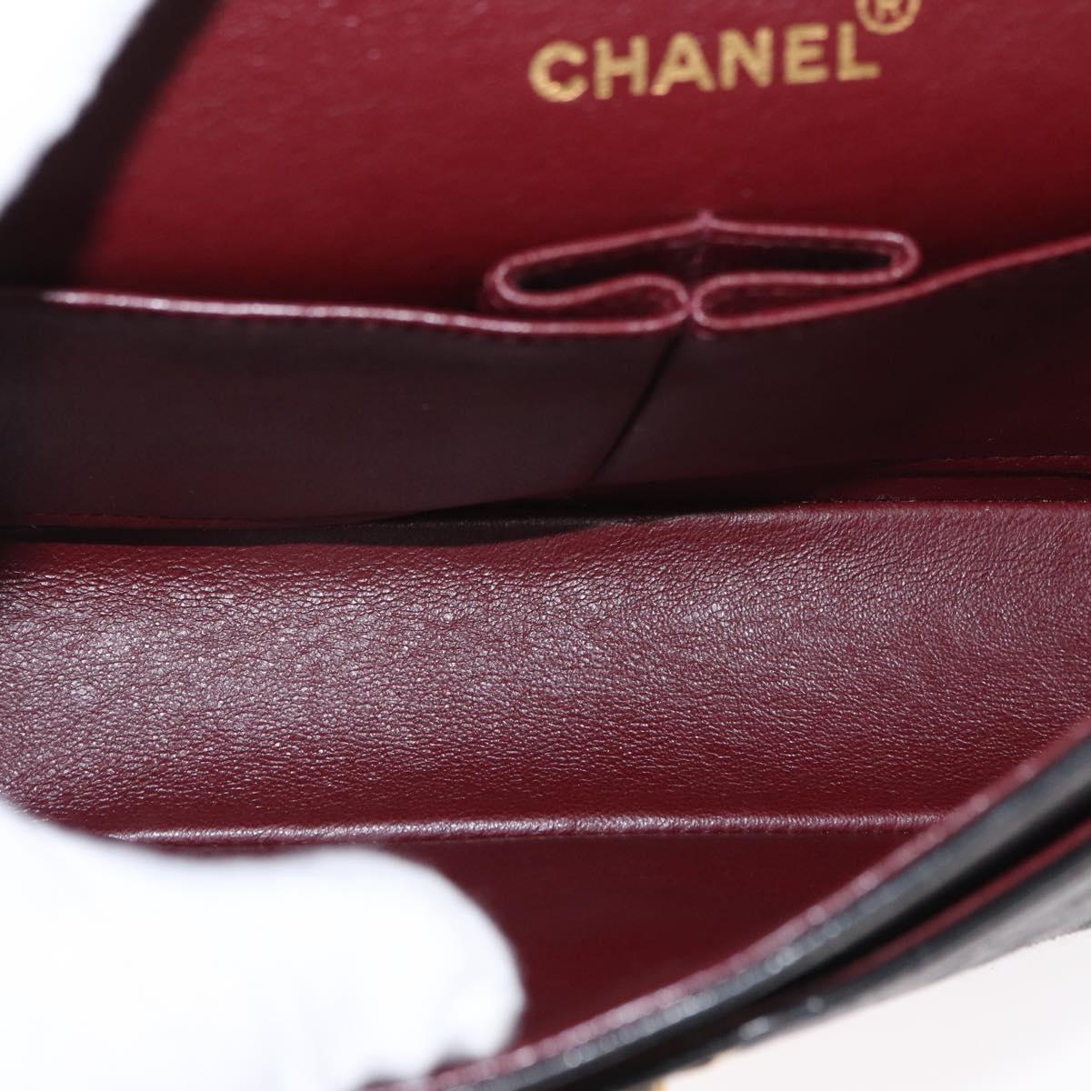 CHANEL Chain Double Flap Matelasse 23 Bag Lamb Skin Black Gold CC Auth 158357SM