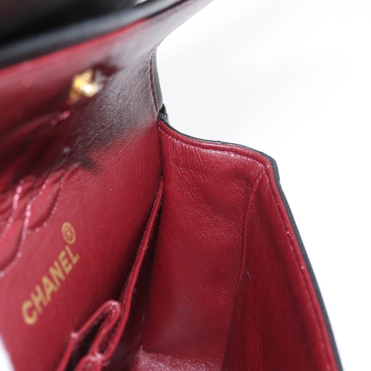 CHANEL Chain Double Flap Matelasse 23 Bag Lamb Skin Black Gold CC Auth 158357SM