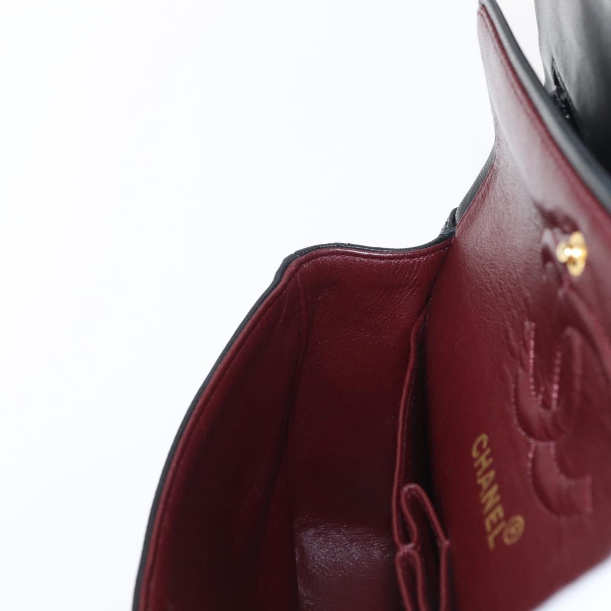 CHANEL Chain Double Flap Matelasse 23 Bag Lamb Skin Black Gold CC Auth 158357SM