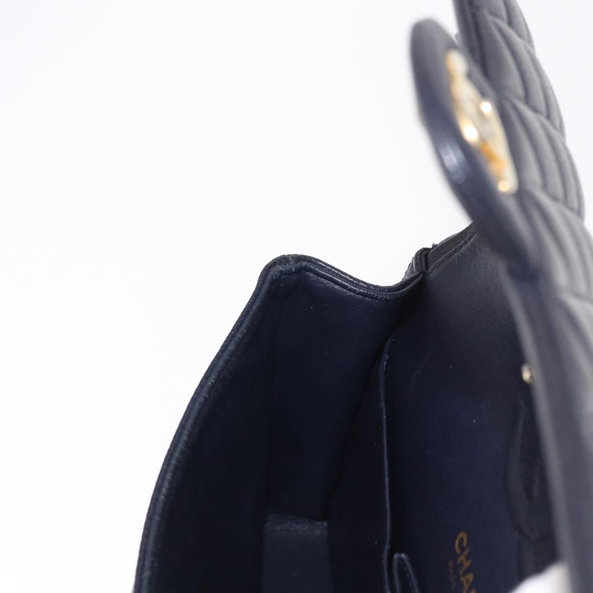 CHANEL Matelasse 25 Double Flap Chain Bag Caviar Skin Navy Gold CC Auth 158359SM