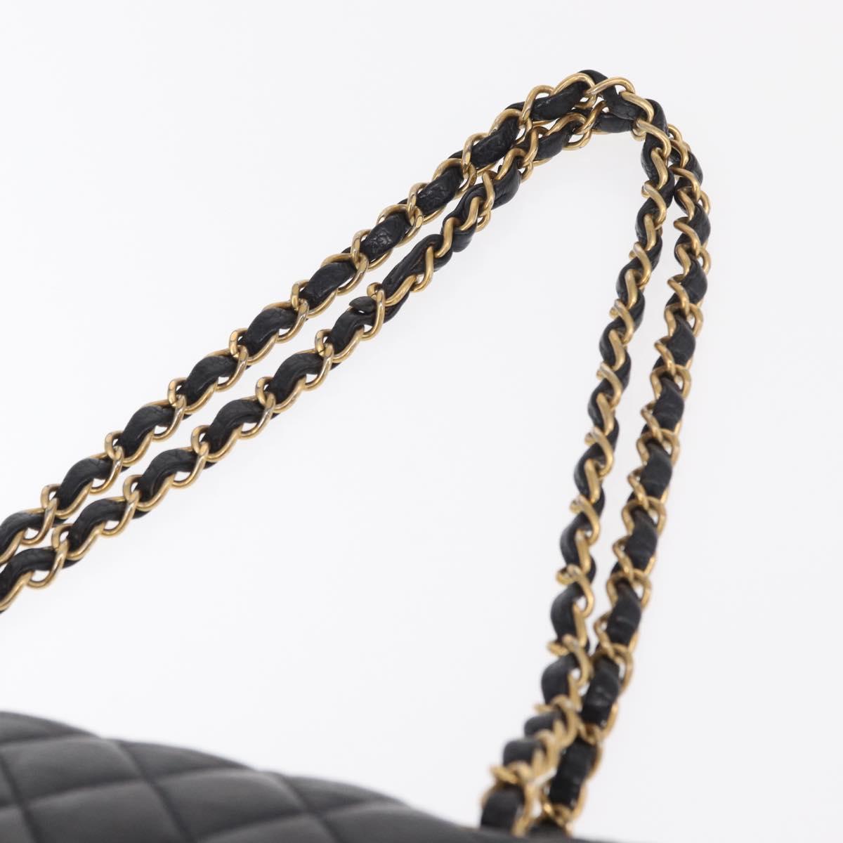 CHANEL Matelasse 25 Double Flap Chain Bag Caviar Skin Navy Gold CC Auth 158359SM