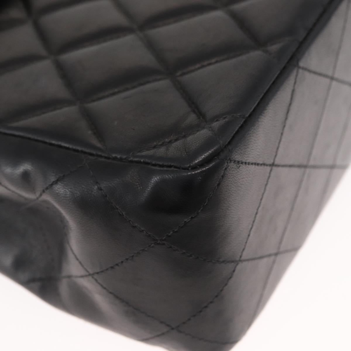 CHANEL Matelasse 30 Chain Shoulder Bag Lamb Skin Black Gold CC Auth 158361SAM