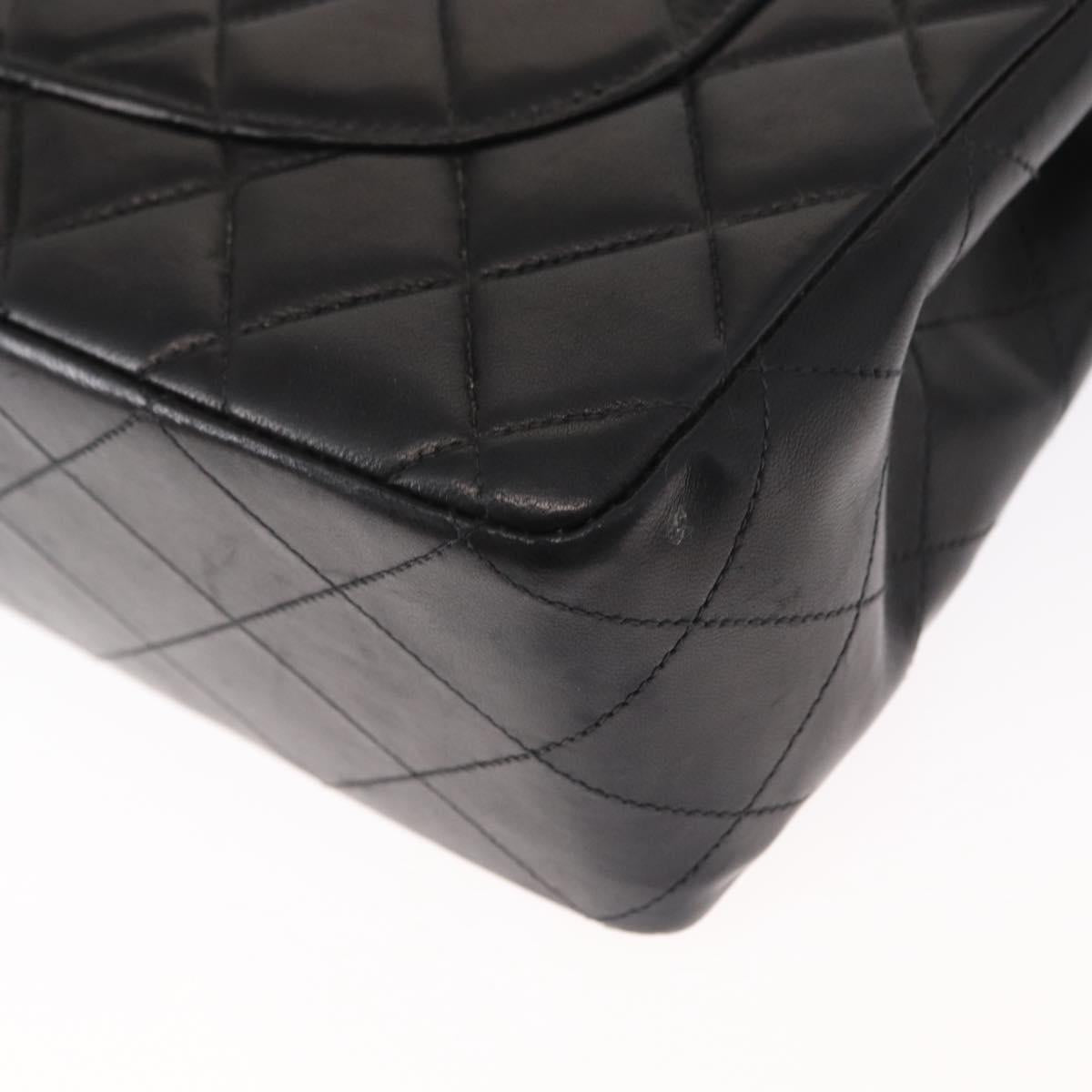 CHANEL Matelasse 30 Chain Shoulder Bag Lamb Skin Black Gold CC Auth 158361SAM