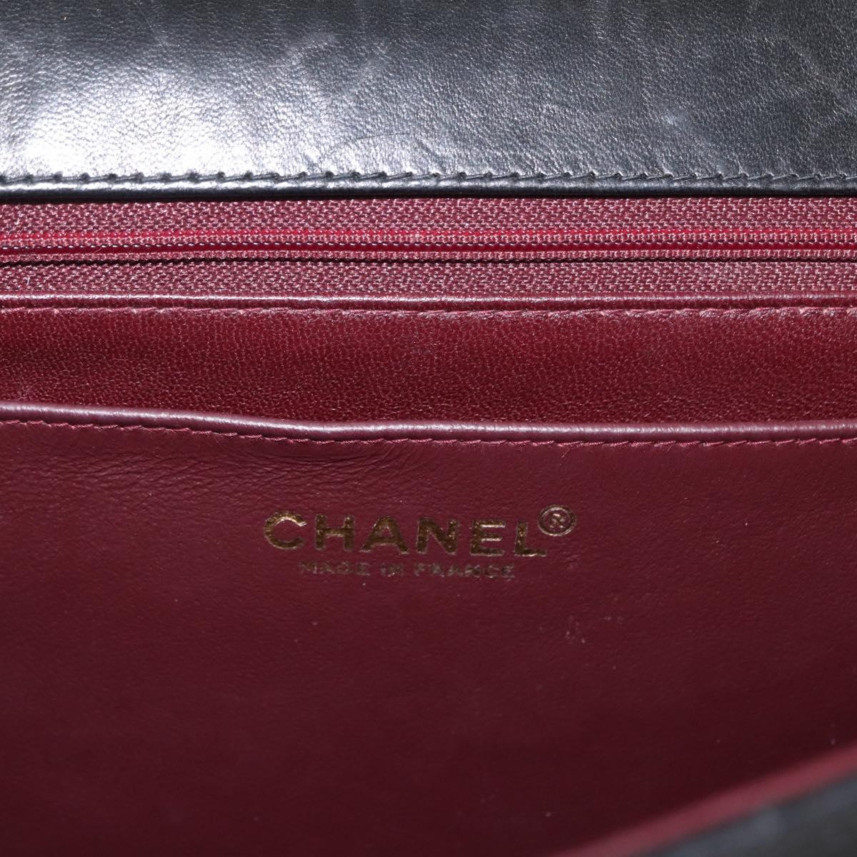 CHANEL Matelasse 30 Chain Shoulder Bag Lamb Skin Black Gold CC Auth 158361SAM