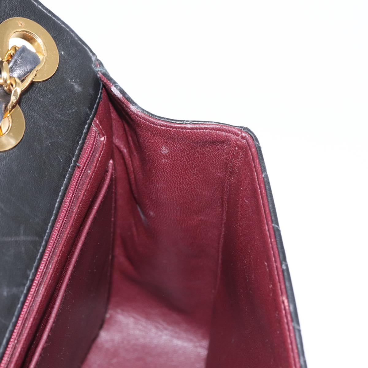 CHANEL Matelasse 30 Chain Shoulder Bag Lamb Skin Black Gold CC Auth 158361SAM