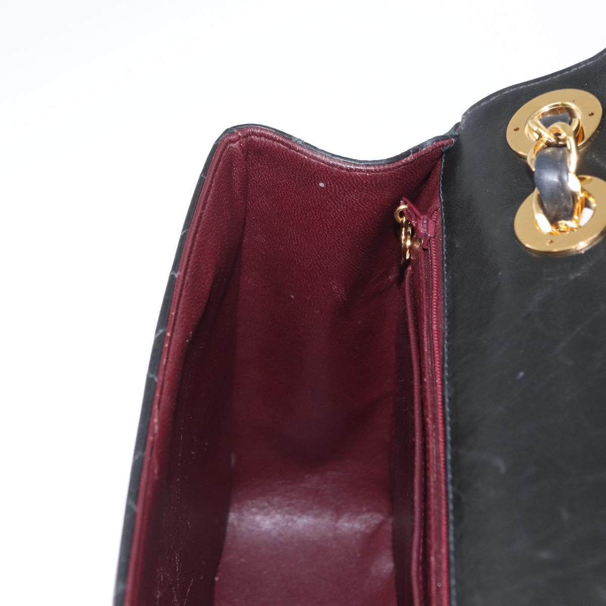 CHANEL Matelasse 30 Chain Shoulder Bag Lamb Skin Black Gold CC Auth 158361SAM