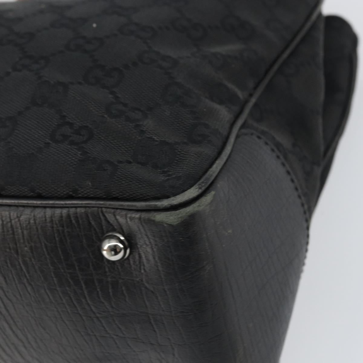 GUCCI GG Canvas Bamboo Tote Bag Black 112526 Auth 158362