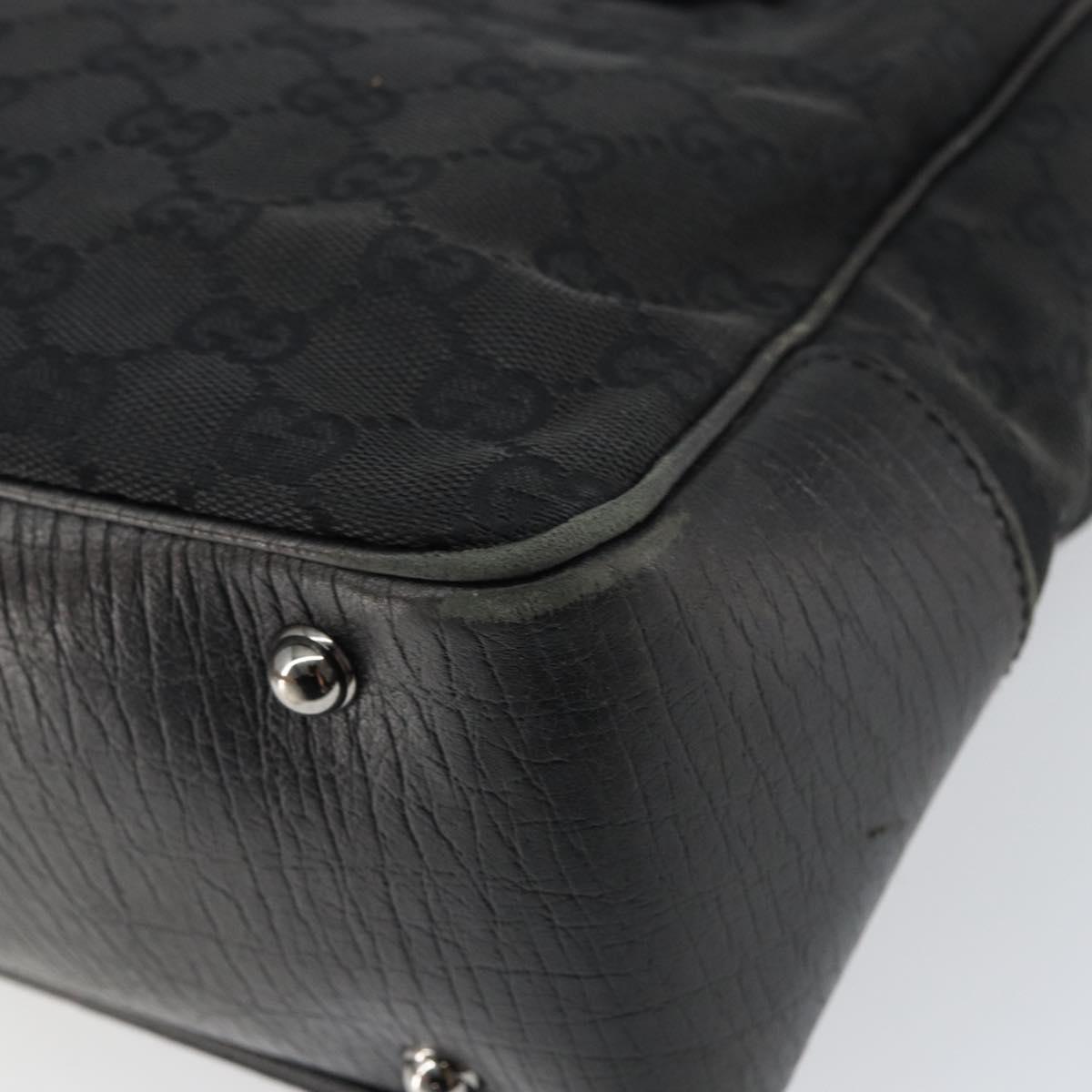 GUCCI GG Canvas Bamboo Tote Bag Black 112526 Auth 158362