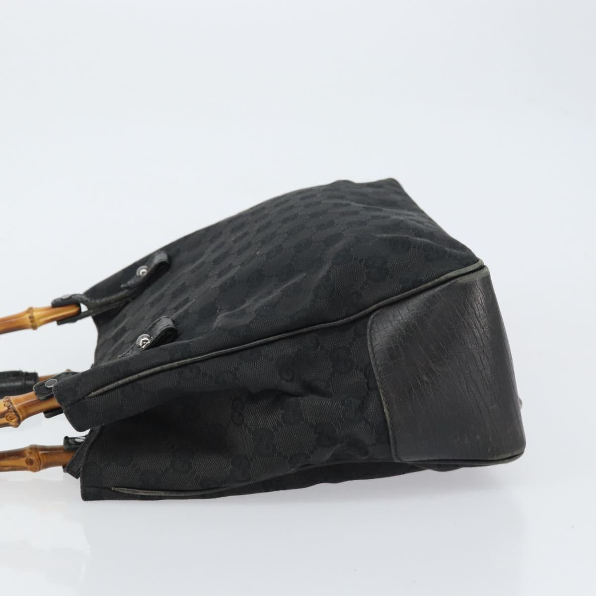 GUCCI GG Canvas Bamboo Tote Bag Black 112526 Auth 158362