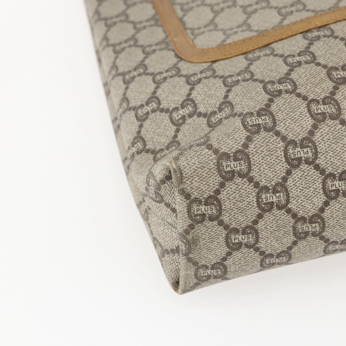 GUCCI GG Plus Supreme Web Sherry Line Tote Bag PVC Beige Gold Auth 158364