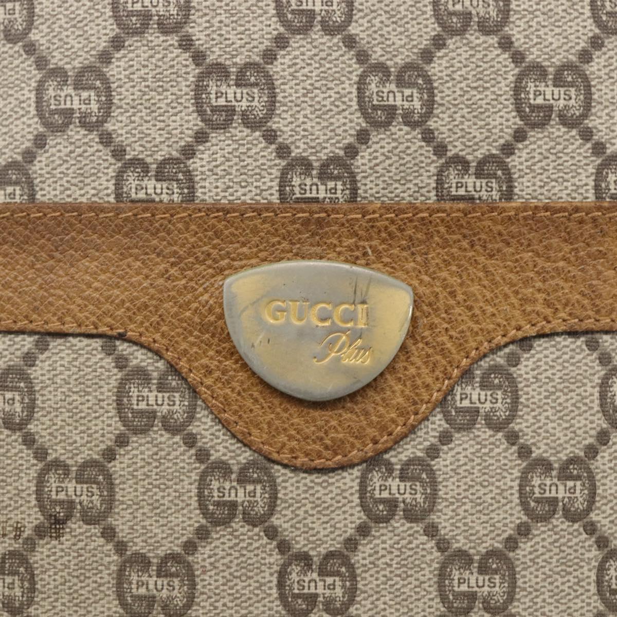 GUCCI GG Plus Supreme Web Sherry Line Tote Bag PVC Beige Gold Auth 158364