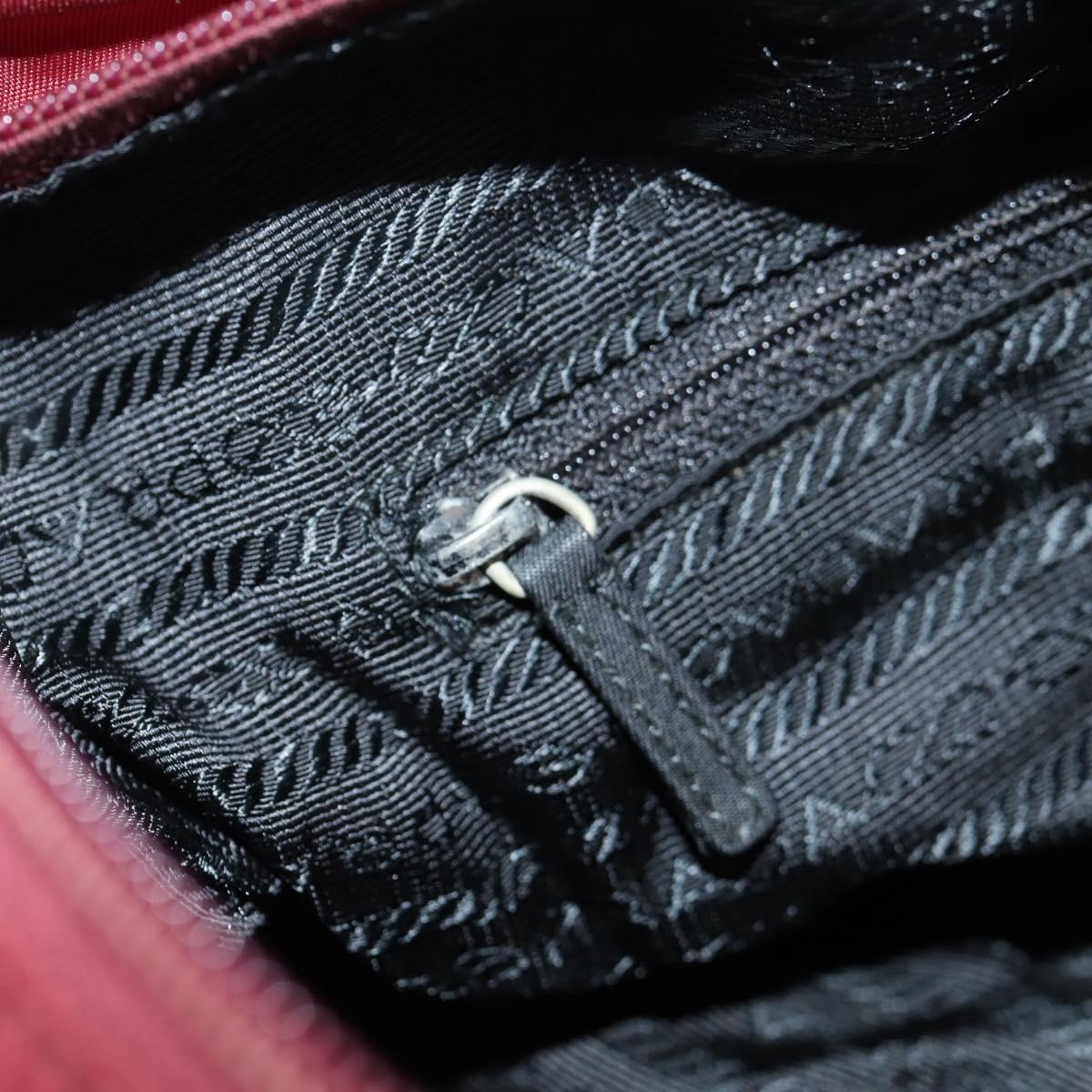 PRADA Shoulder Bag Nylon Bordeaux Silver Auth 158366