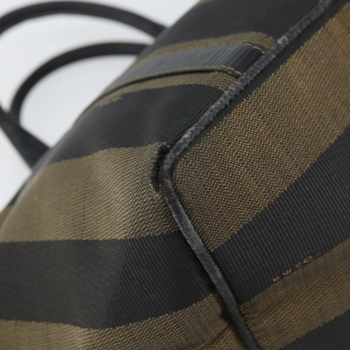 FENDI Pecan Canvas Hand Bag Black Brown Auth 158368