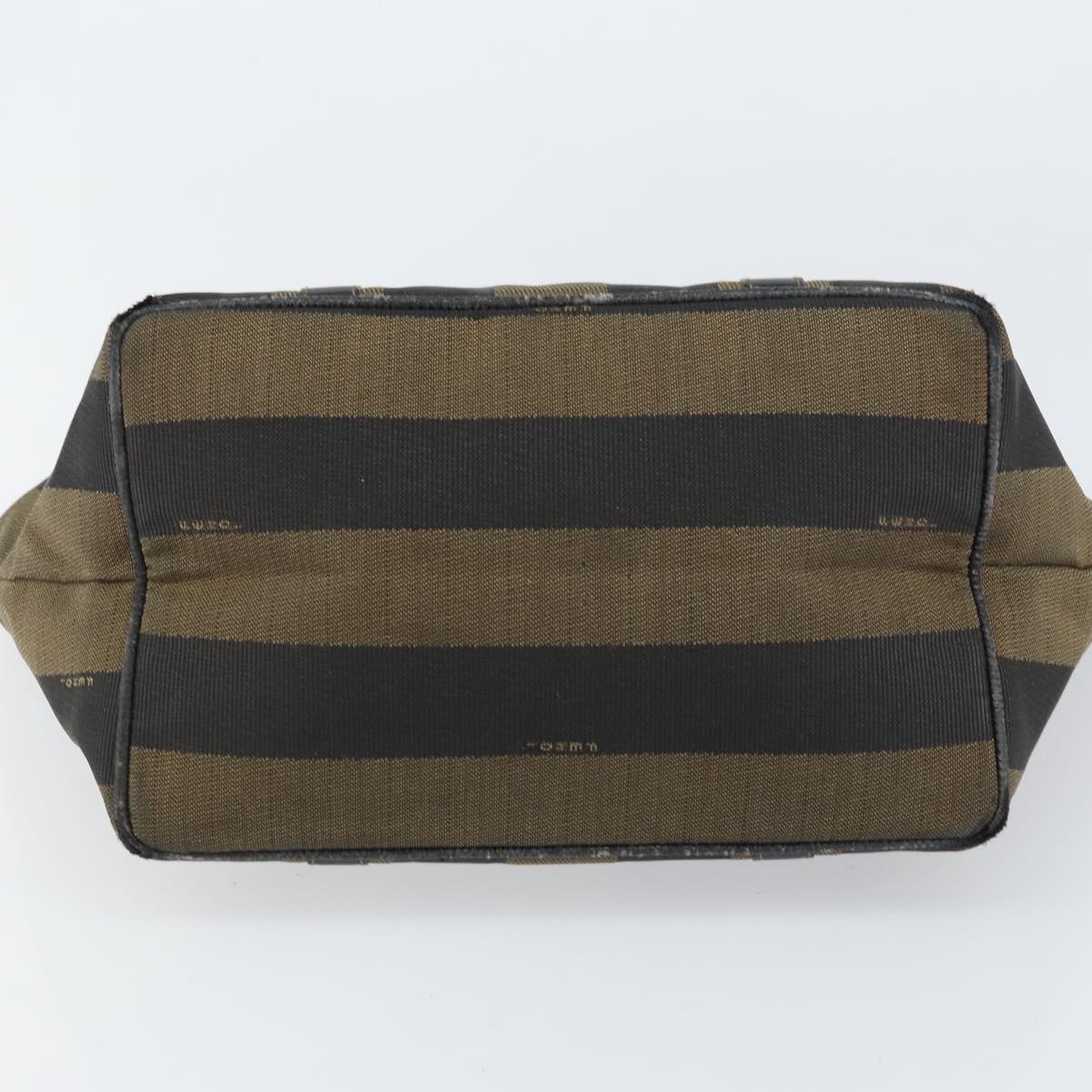 FENDI Pecan Canvas Hand Bag Black Brown Auth 158368