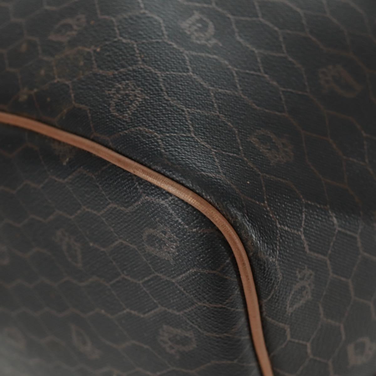 Christian Dior Honeycomb Canvas Boston Bag PVC Black Gold Auth 158369