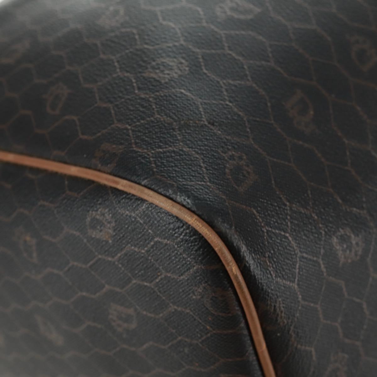 Christian Dior Honeycomb Canvas Boston Bag PVC Black Gold Auth 158369