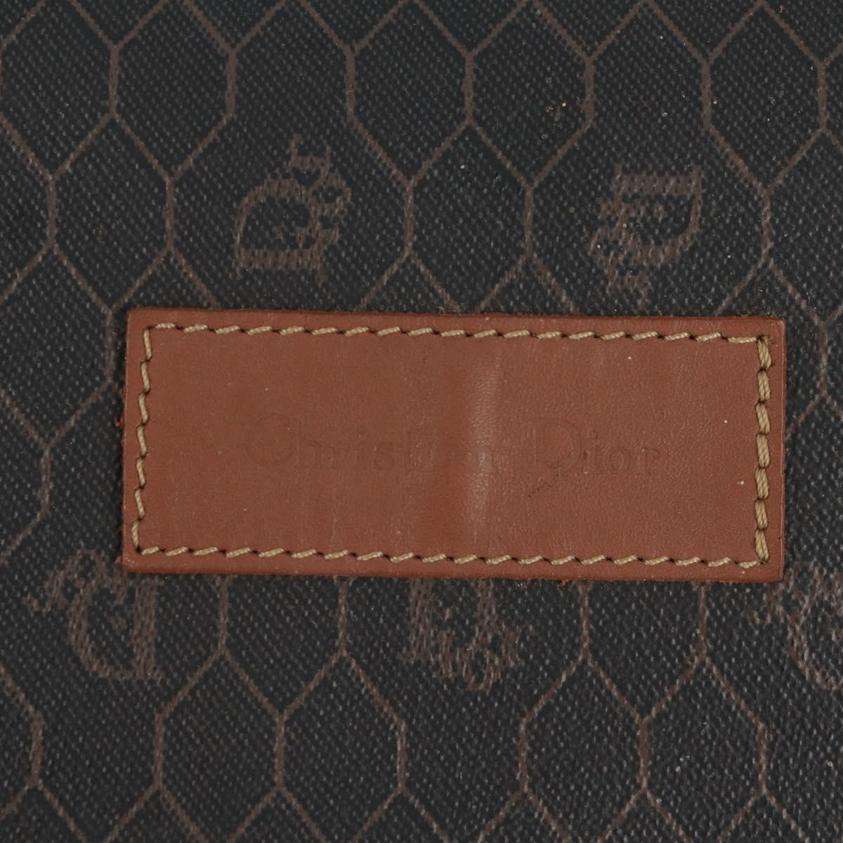 Christian Dior Honeycomb Canvas Boston Bag PVC Black Gold Auth 158369