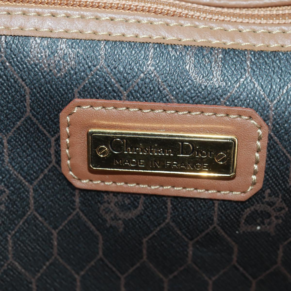 Christian Dior Honeycomb Canvas Boston Bag PVC Black Gold Auth 158369
