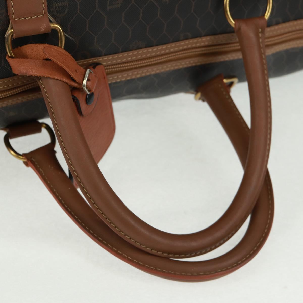 Christian Dior Honeycomb Canvas Boston Bag PVC Black Gold Auth 158369